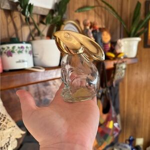 Avon Gold and Clear Glass Bunny Figurine